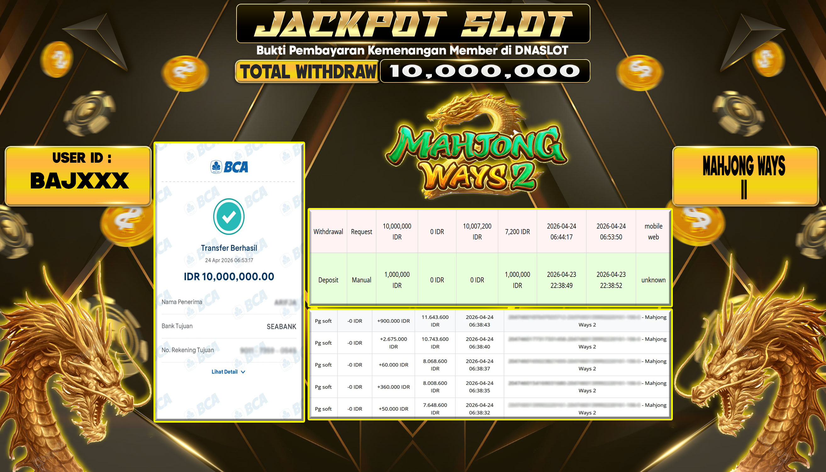 JACKPOT SLOT MAHJONG WAYS 2 24 APRIL 2026